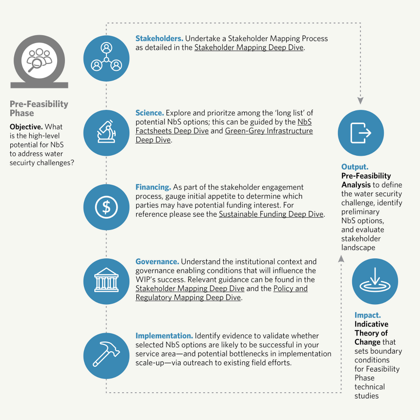 A diagram explaining the pre-feasibilty phase.