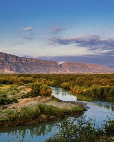 View along the Rio Grande River towards Santa Elena Canyon. Big Bend National Park. November 26, 2016