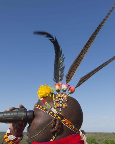 Samuel Brown looks for lions at Loisaba Wilderness in Laikipia, Northern Kenya